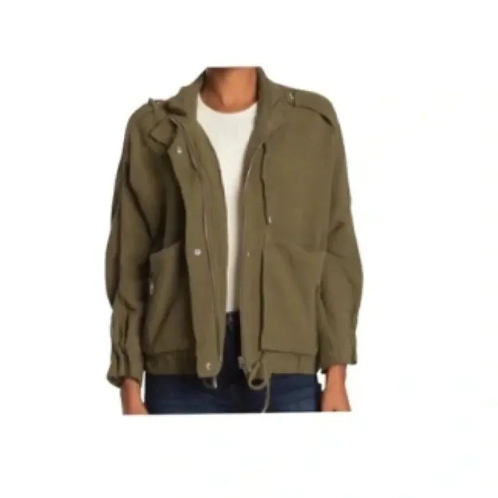 NWOT Blank NYC Olive Green Utility Jacket Drawstring Waist Military in Size XL